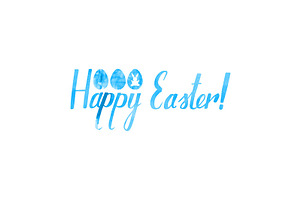 Happy Easter! Watercolor Blue