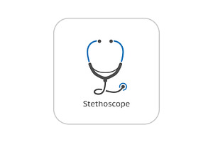 Stethoscope and Medical Services Icon. Flat Design.
