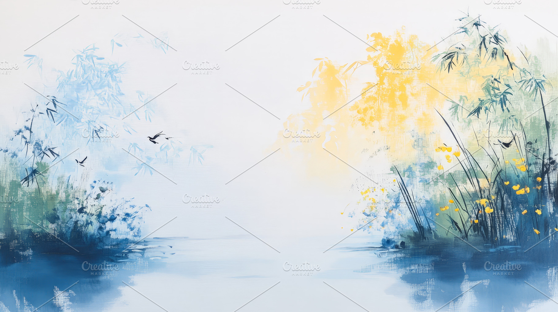 Tranquil Morning Landscape Painting, an Abstract Photo by Hamza067