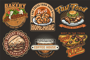 Fast Food Pizza, Burger, Coffee logo, a Branding & Logo Template by Billah Hub