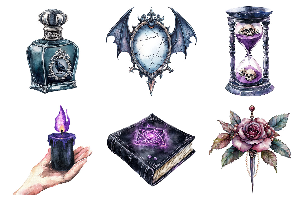 Black Purple Gothic Halloween Clipar, an Illustration by Daily.Designs (Photo 4 of 5)
