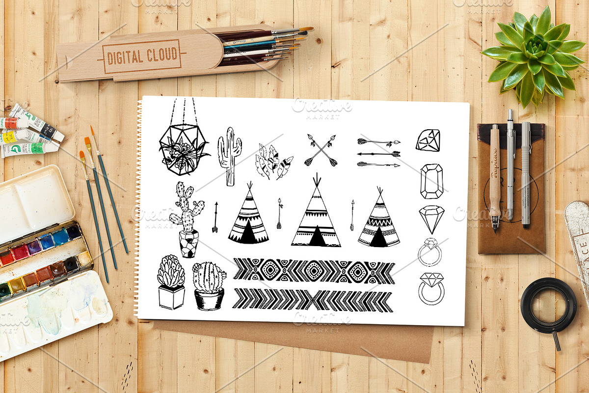 Tribal - Hand Drawn design elements, an Illustration by DigitalCloud (Photo 3 of 5)