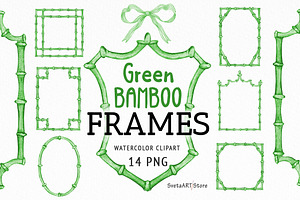 Watercolor Green Bamboo Frames