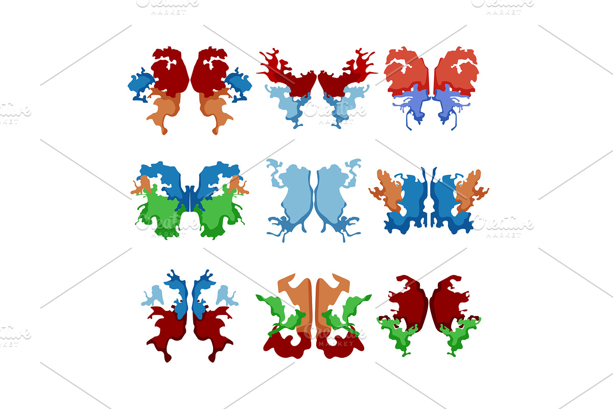 Rorschach inkblot test displaying, an Illustration by pikepicture