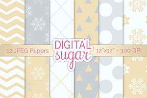 Gold Silver Christmas Digital Paper