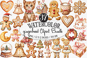 Watercolor Gingerbread Clipart, an Illustration by Designking (Thumbnail 1 of 4)