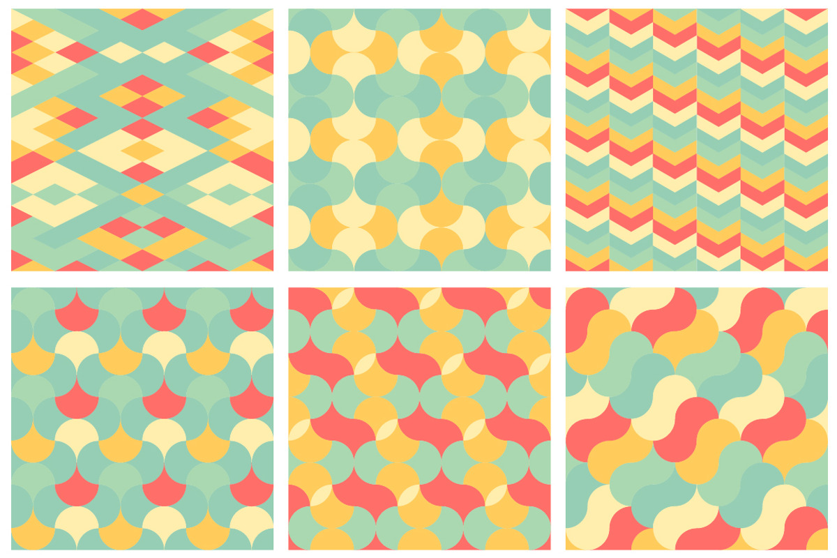 Pastel Geometric Retro Patterns, a Background Graphic by Atthameeni (Photo 2 of 3)