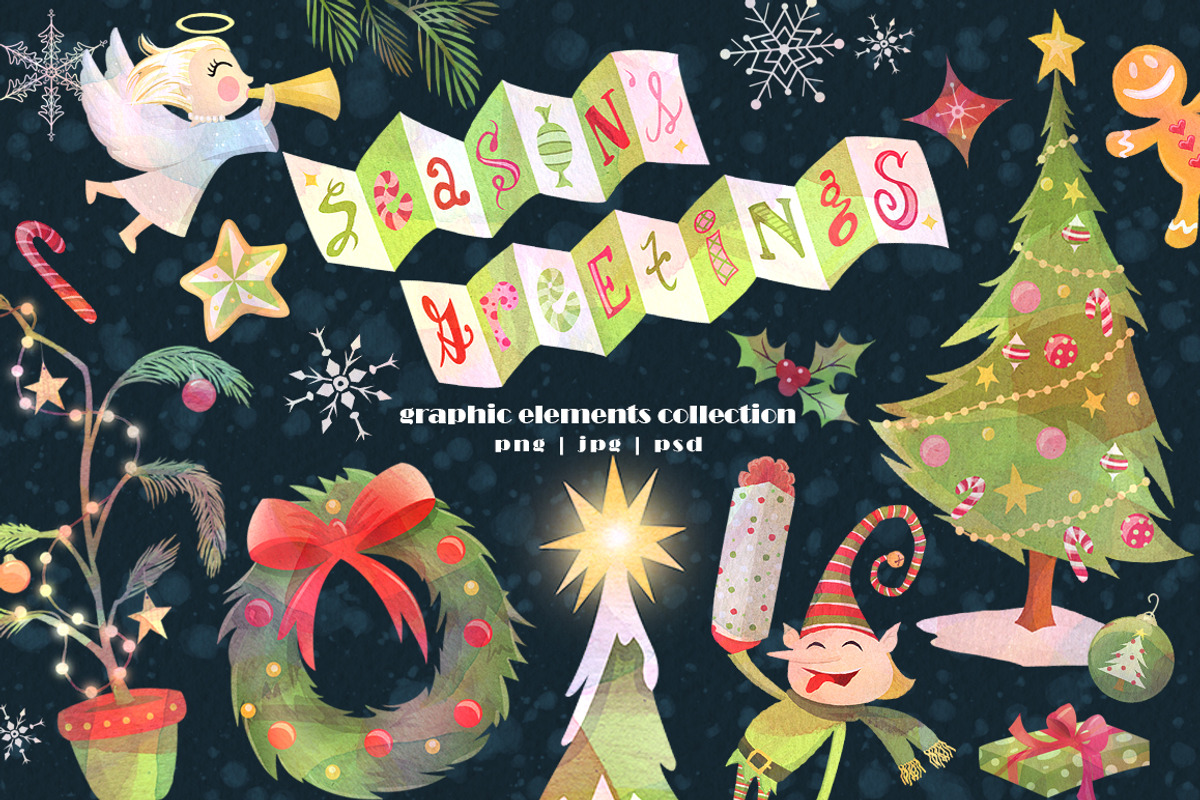 Season's Greetings Graphics Set, a Decorative Illustration by Dapper Dudell (Photo 1 of 5)