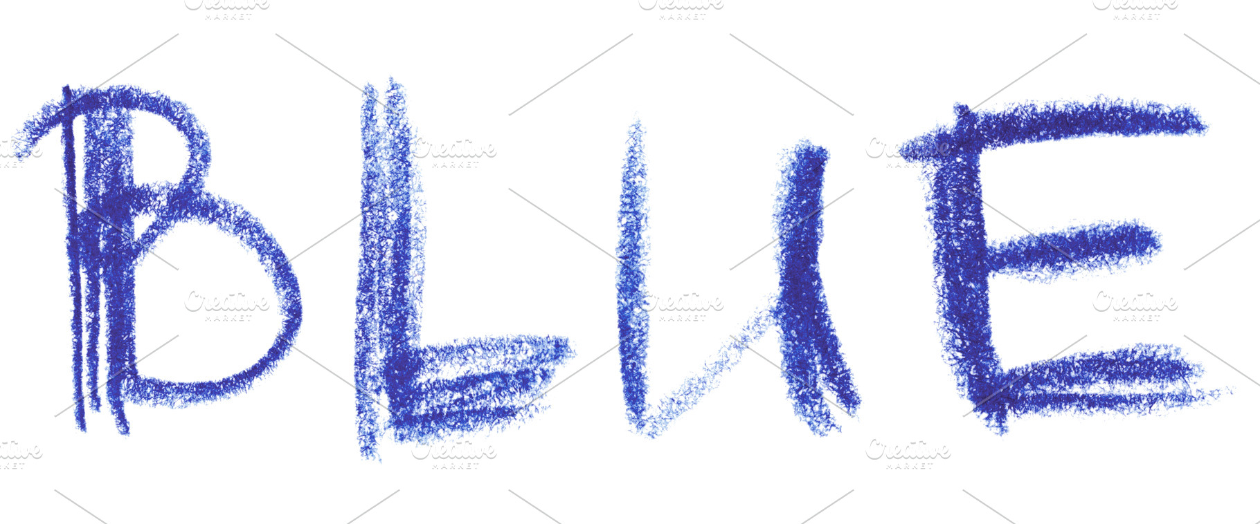 The word BLUE written in blue chalk or pastel on an isolated bac, an Abstract Photo by ndanko