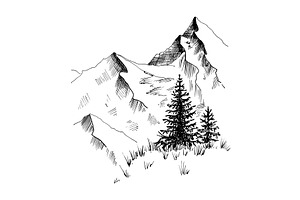 Mountain landscape. Mountains and, an Illustration by Canatic