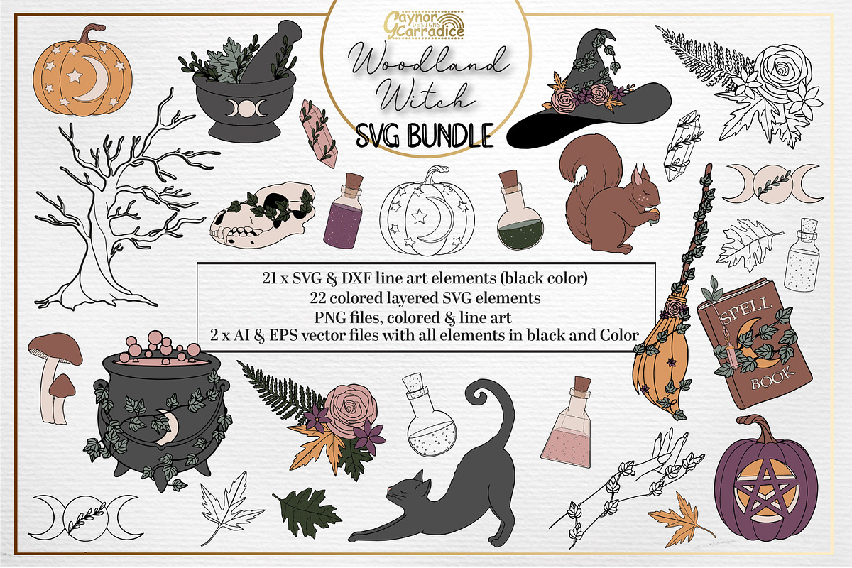 Woodland Witch - Vector SVG Bundle, an Animal Illustration by Gaynor Carradice Designs (Photo 1 of 4)