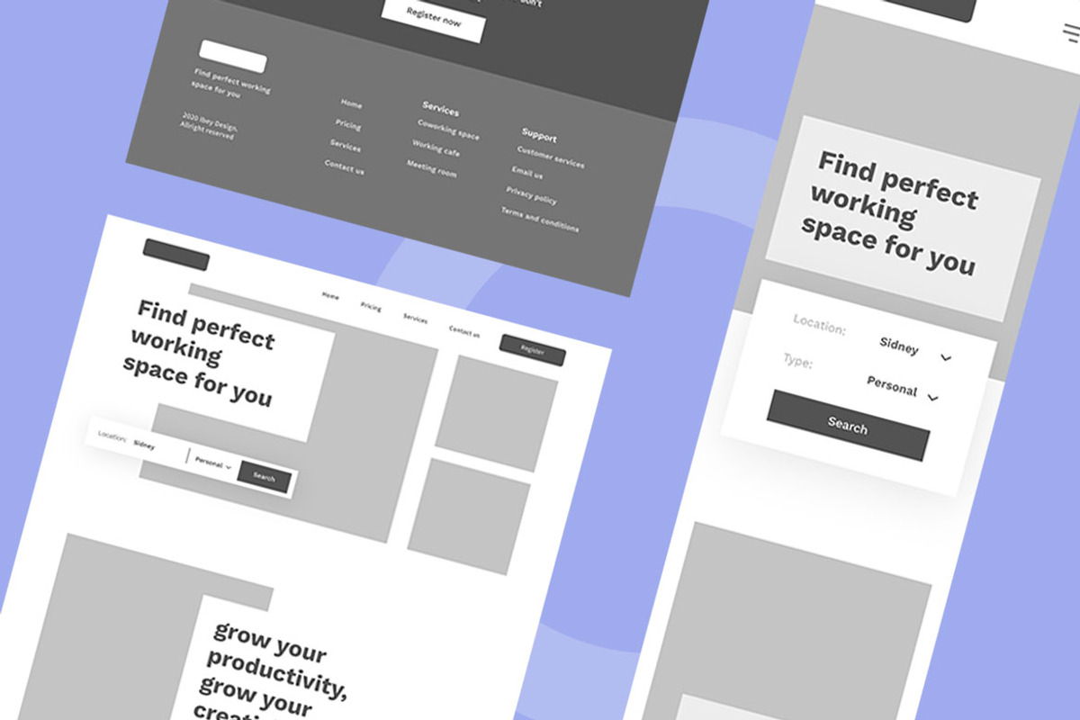 Coworking Space Wireframe Website, a Wireframe Template by INSPR STD (Photo 3 of 6)