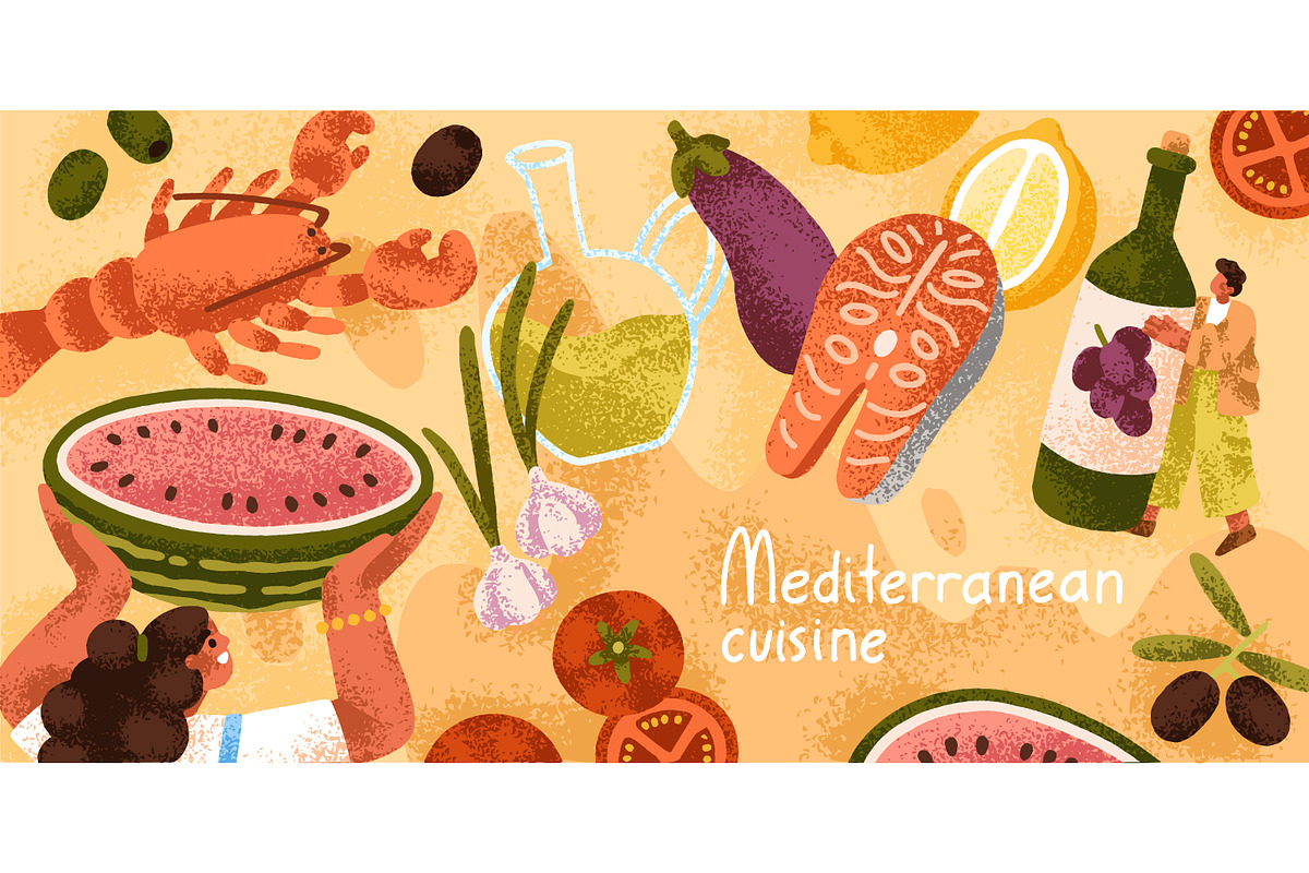 Mediterranean cuisine, food banners, a Food Illustration by Good Studio (Photo 5 of 7)