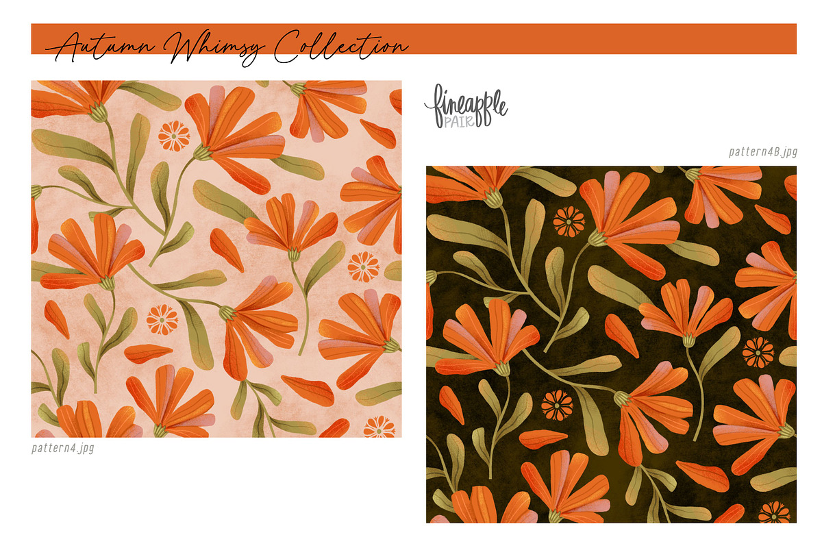 Fall Floral Seamless Patterns, a Pattern Graphic by FINEAPPLE (Photo 6 of 11)