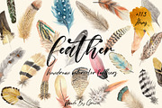 Watercolor Feathers Collection, a Decorative Illustration by GRANCI STUDIOS (Thumbnail 1 of 12)