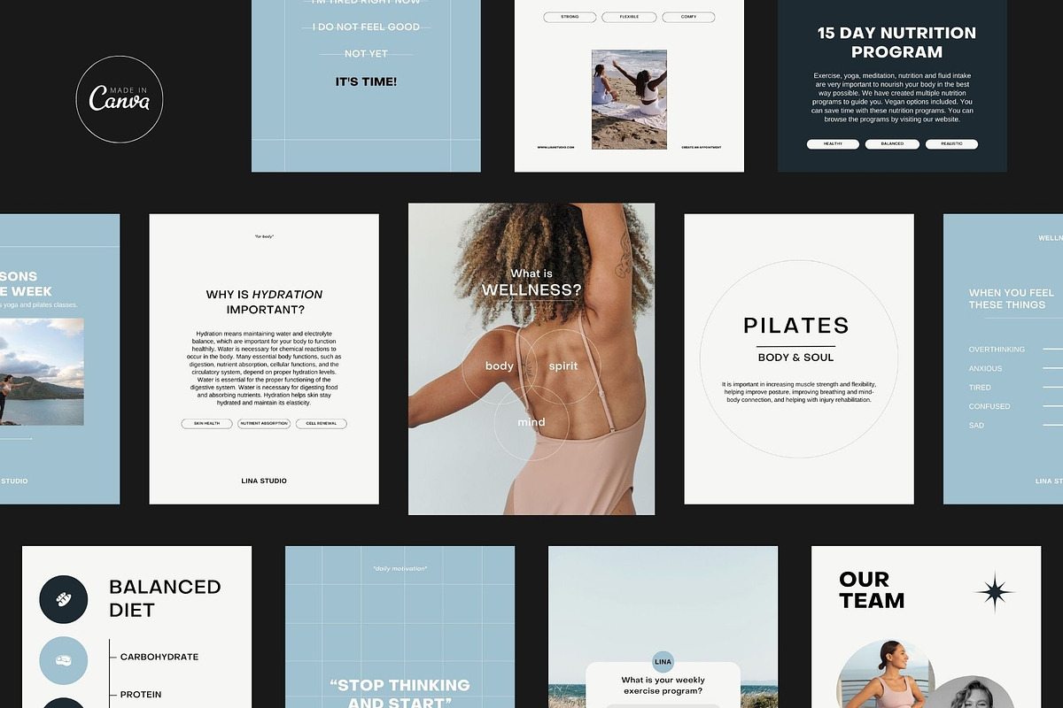LINA / Canva Yoga Templates, a Social Media Template by Mia Branding Studio (Photo 1 of 9)