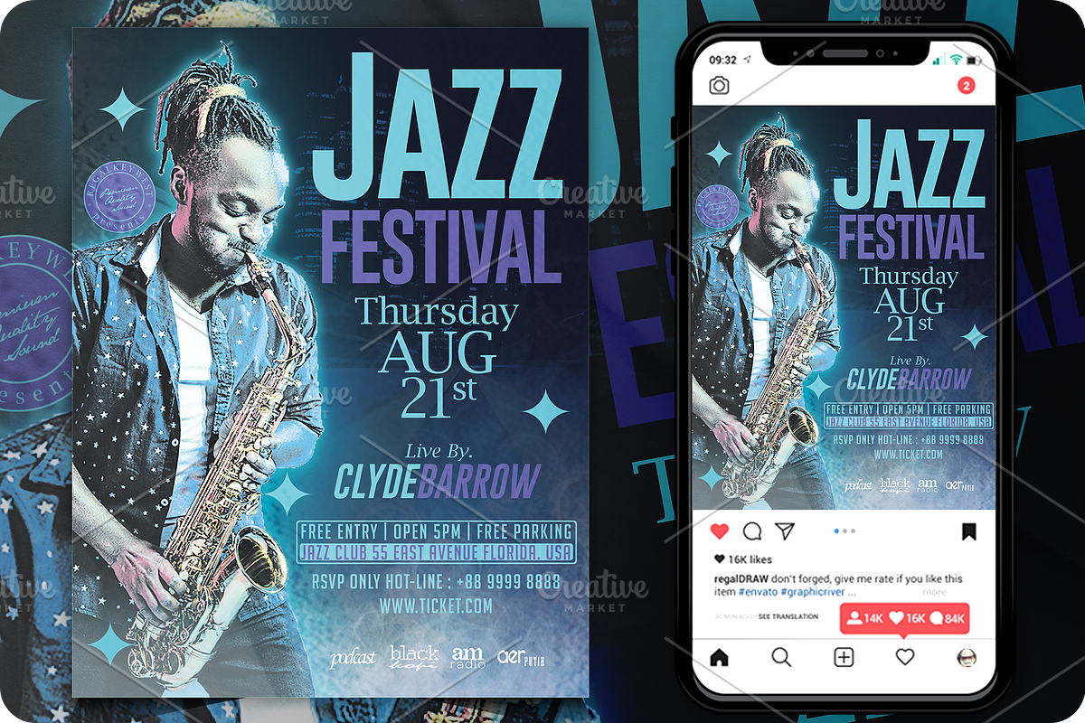 Jazz Festival Flyer, a Flyer Template by regalDRAW (Photo 1 of 3)