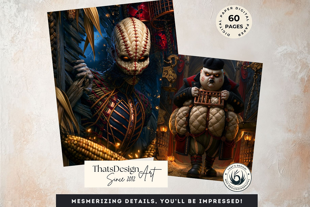 Harvest Ritual Horror Digital Paper, a Seasonal Illustration by ThatsDesignArt (Photo 7 of 15)