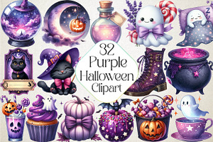 Purple Halloween Clipart, an Illustration by DreamPrint404