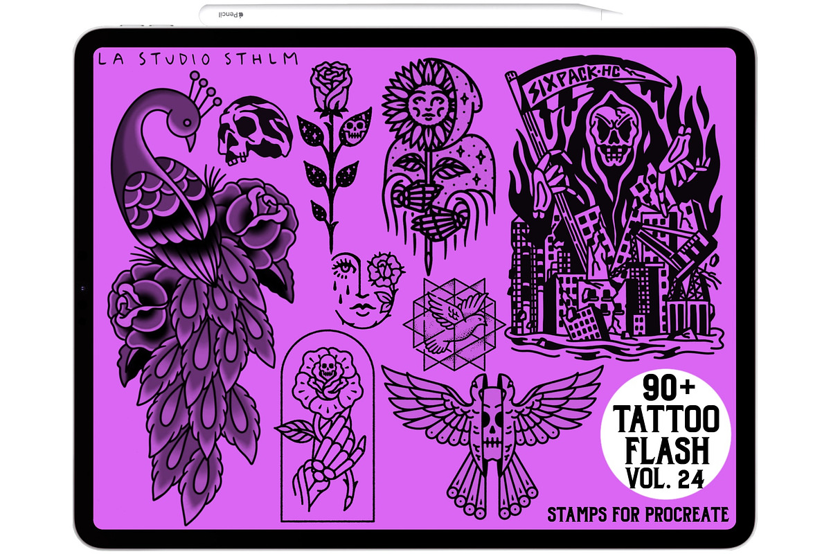 Tattoo Flash Vol. 24 - Stamp Set, a Brush Add-On by LA Studio Sthlm (Photo 3 of 6)