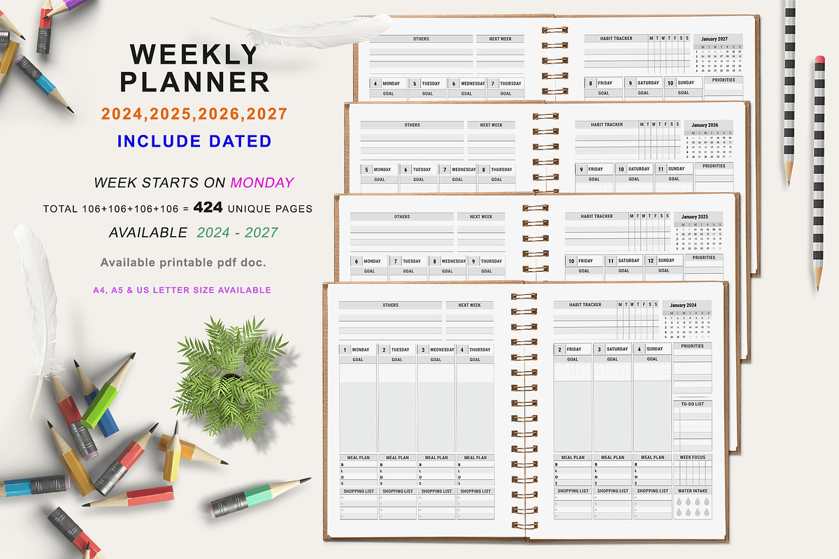 Ultimate Planner Bundle Pack 2024-27, a Stationery Template by ROJI CREATOR (Photo 5 of 9)