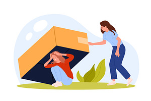 Anxiety disorder and phobia, mental, a Person Illustration by Flashvector