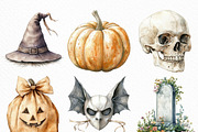 Watercolor Neutral Halloween Clipart, an Illustration by Craft Nest (Thumbnail 4 of 6)