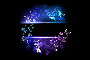 Banner With Glowing Butterflies