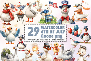 4th of July Goose PNG Sublimation, an Illustration by Watercolor design