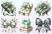 Sage Coquette Bow Book Stack Clipart, a Graphic by CitraGraphics (Thumbnail 2 of 4)