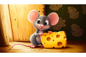 Cute Little Mouse Sitting On Floor, an Animal Illustration by LadadikArt