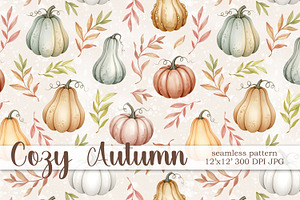 Autumn Pumpkins Seamless Pattern
