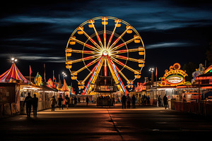 Amusement park at night with colorfu, a Photo by Iftikhar Alam