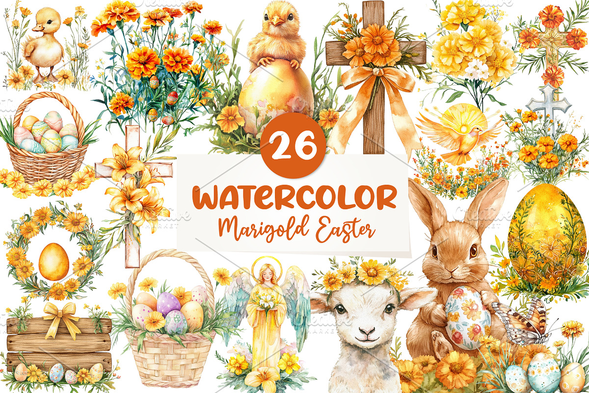 Marigold Easter Clipart, an Illustration by CreationArt (Photo 1 of 5)