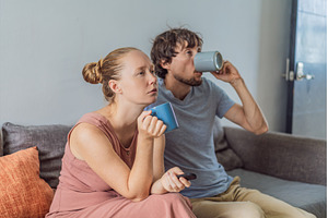Woman and man relaxing together on, a Person Photo by Elizaveta Galitskaya