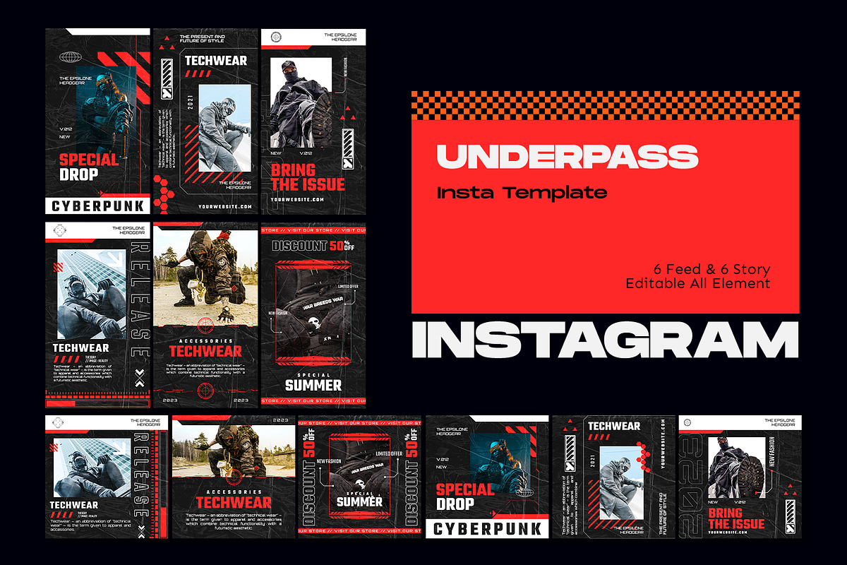 Underpass Techwear Instagram Kit, a Social Media Template by Shinra Labs (Photo 4 of 10)