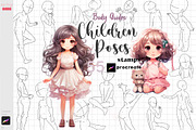 Procreate Children Poses Body Guides, a Brush Add-On by ArtPrintBabe (Thumbnail 1 of 5)