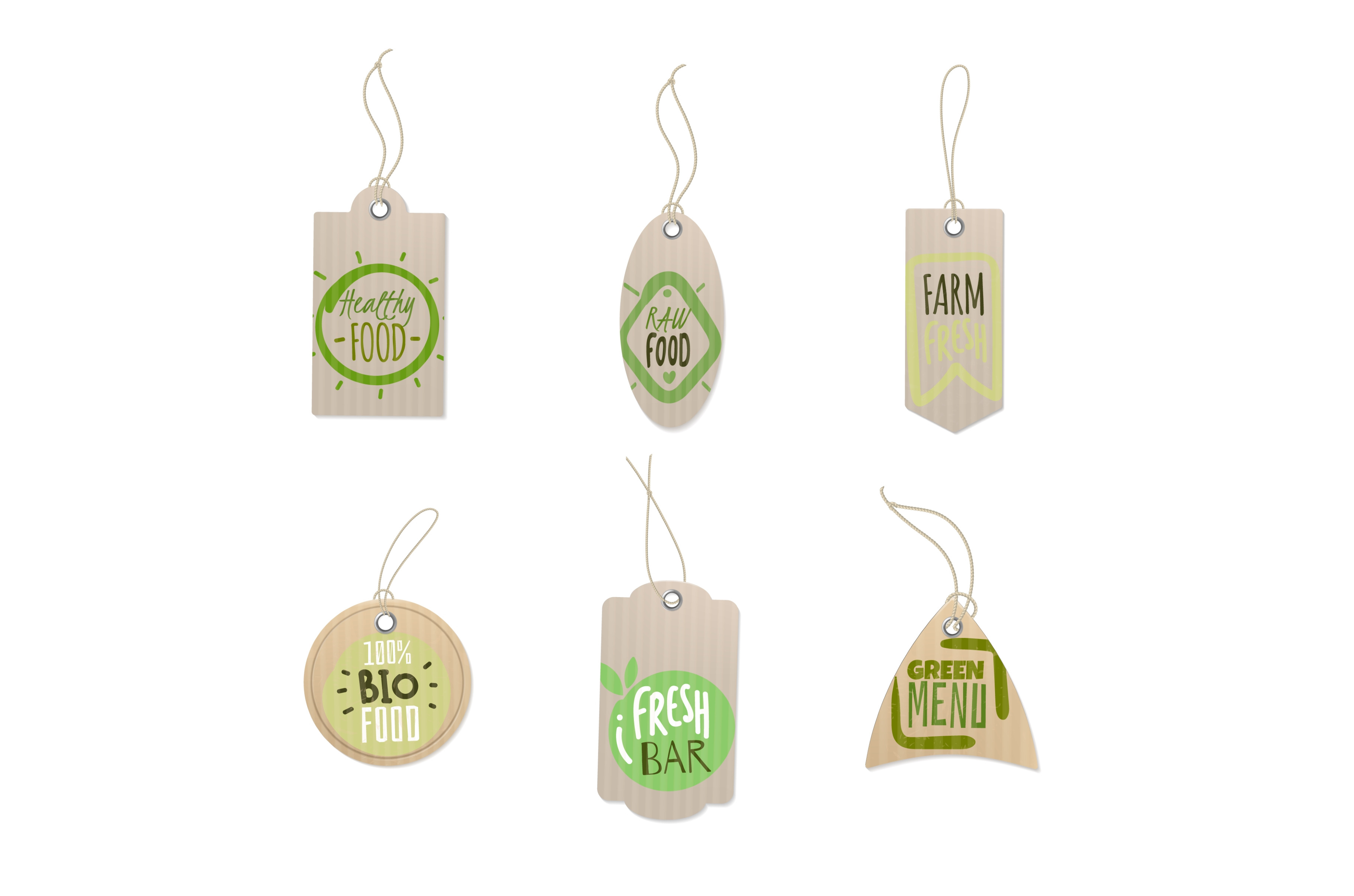Paper tags. Food store labels with, a Food Illustration by YummyBuum