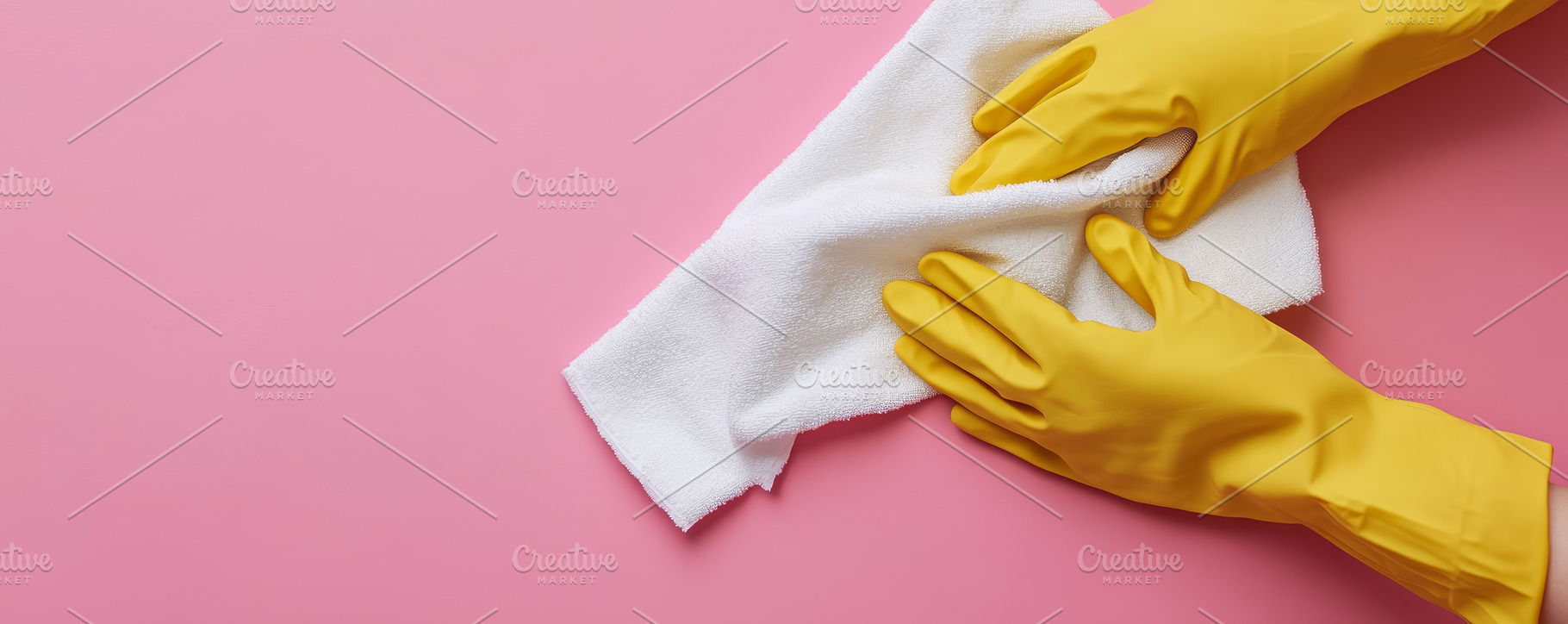 Hands in Yellow Gloves Cleaning with a White Towel, an Abstract Photo by Natalia Klenova's Shop