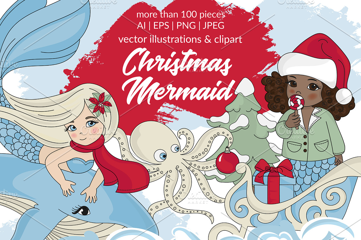 CHRISTMAS MERMAID, a Decorative Illustration by FARAWAYKINGDOM (Photo 1 of 14)