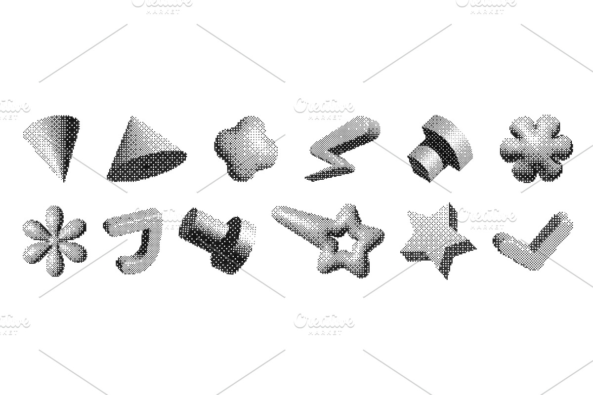 Y2k brutalism pixel shapes with, an Object Illustration by art PVP - market