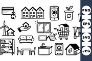 Eco Friendly Home Icons Set, an Illustration by designvectx (Thumbnail 1 of 3)