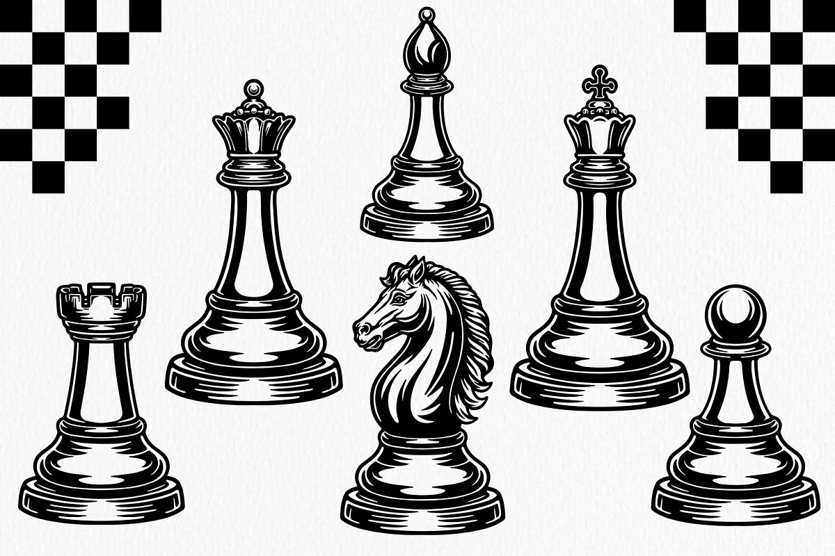Chess Pieces Vector Pack, an Object Illustration by Tekuni (Photo 3 of 6)