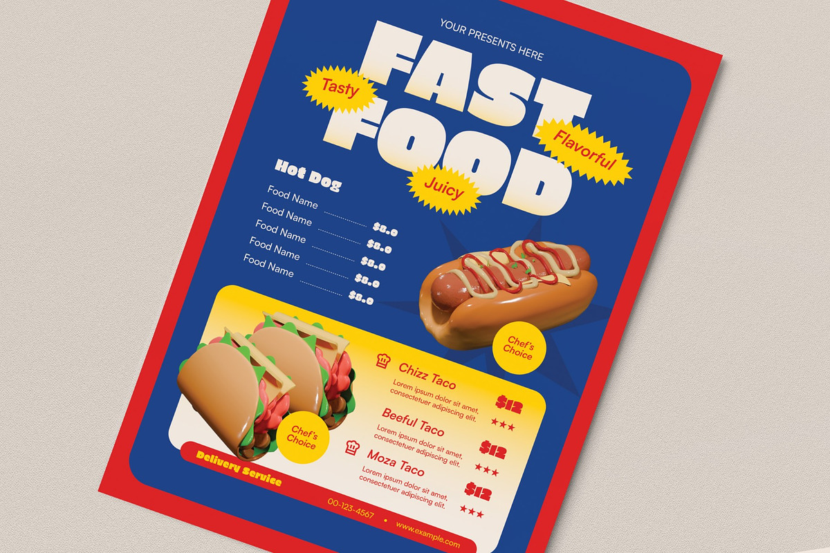 Fast Food Restaurant Menu, a Flyer Template by graphicook (Photo 2 of 4)
