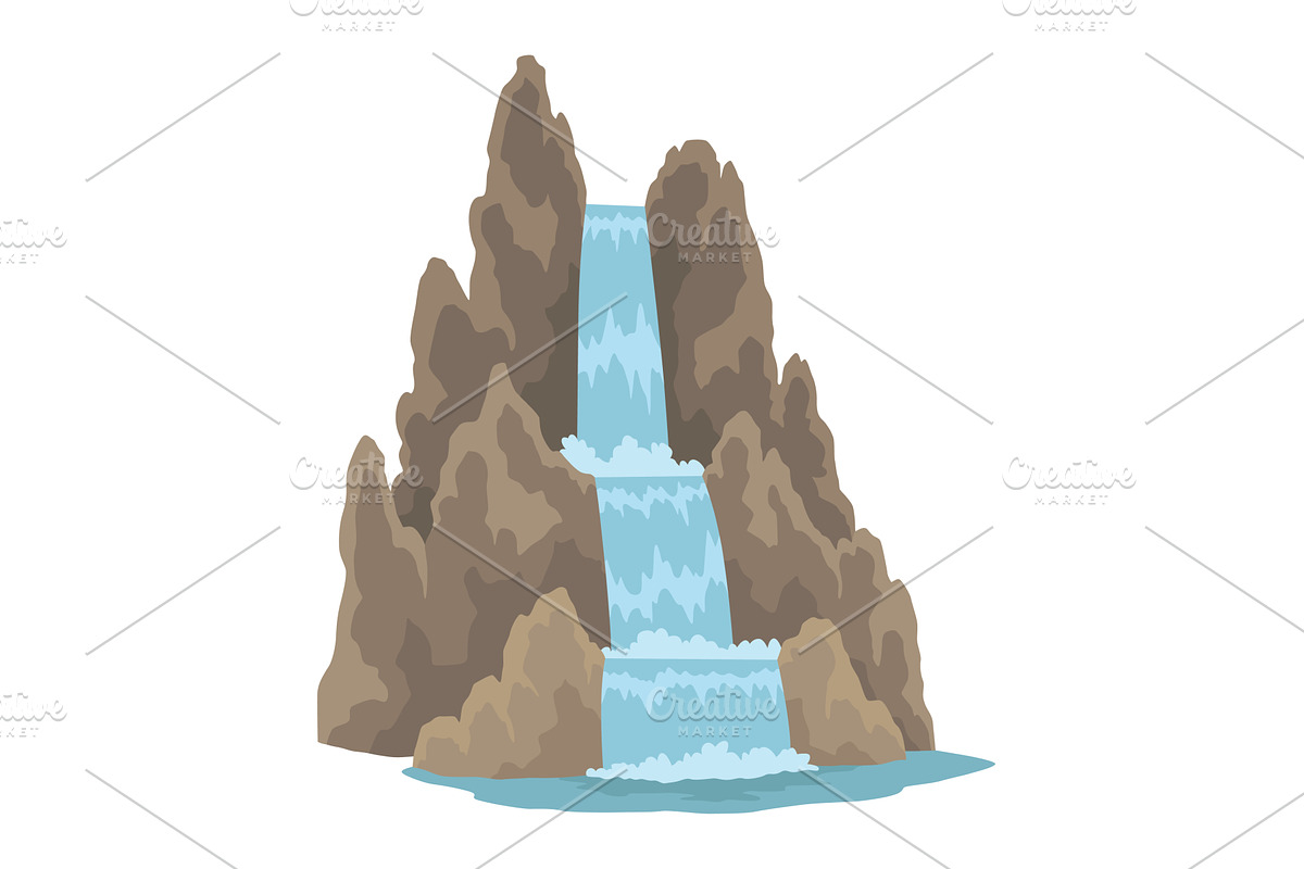 Cartoon river cascade, an Illustration by Things for designers