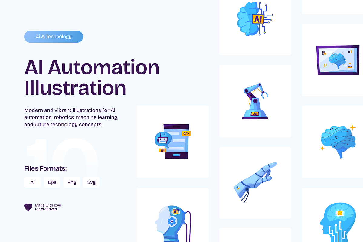 AI Automation Illustration Set, a Technology Illustration by YossyOneStd (Photo 1 of 3)