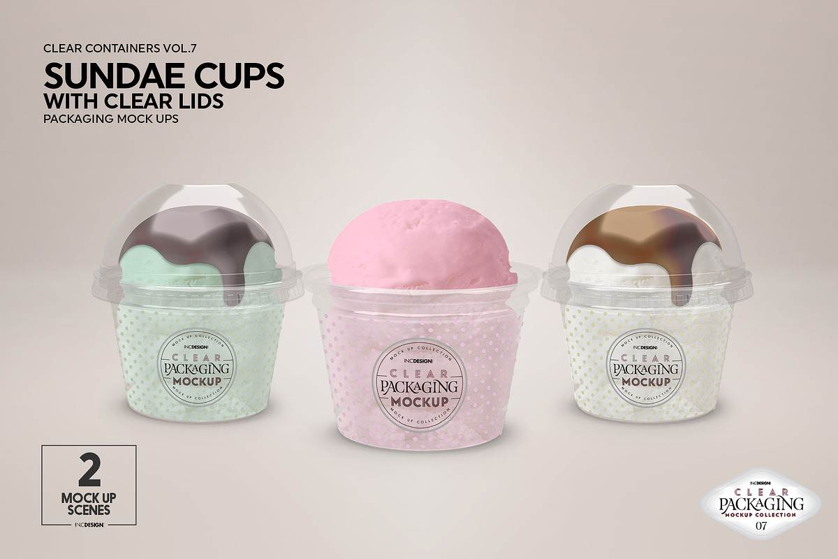 Clear Sundae Cups with Lids Mockup, a Cups & Container Mockup by INCDesign (Photo 10 of 14)