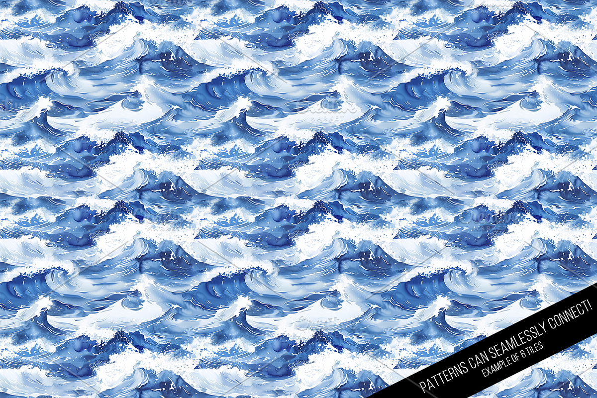 Watercolor Waves Digital Paper, a Pattern Graphic by Chromolume Studio (Photo 19 of 28)