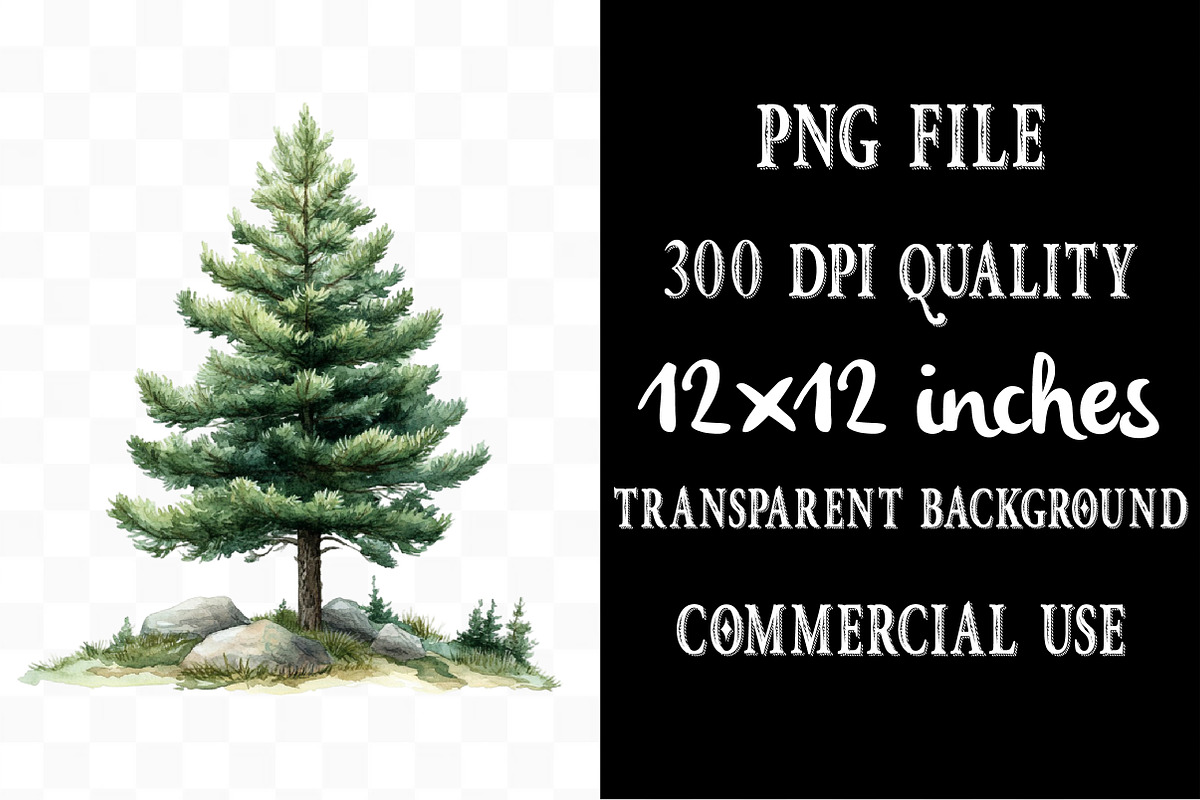Watercolor Forest Trees Clipart, an Illustration by Designking (Photo 4 of 5)