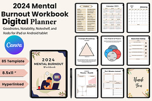 Digital 2024 Mental Burnout Workbook, a Presentation Template by Designmela01